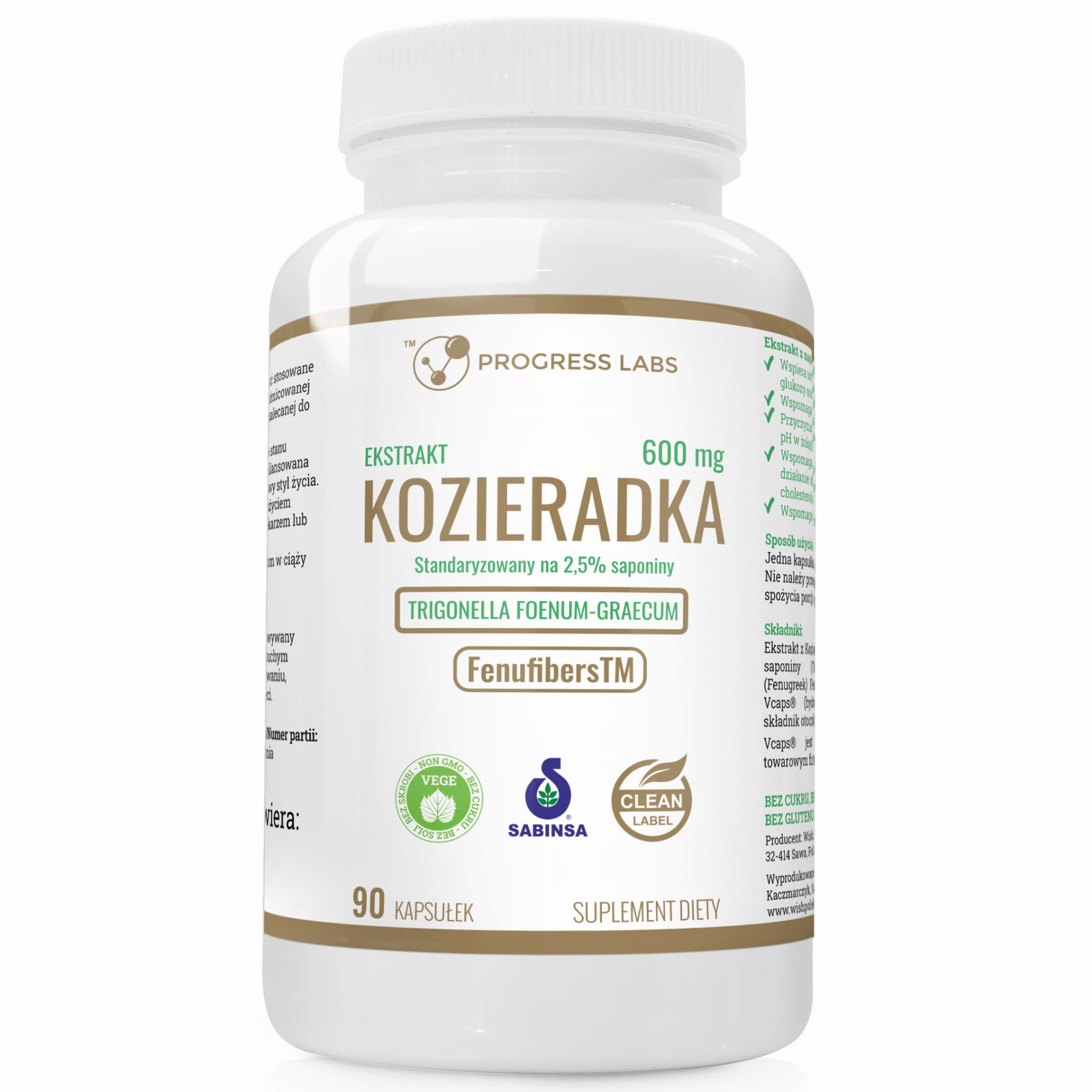 Экстракт пажитника Progress Labs Fenugreek, 600 мг, для пищеварения, 90 капсул