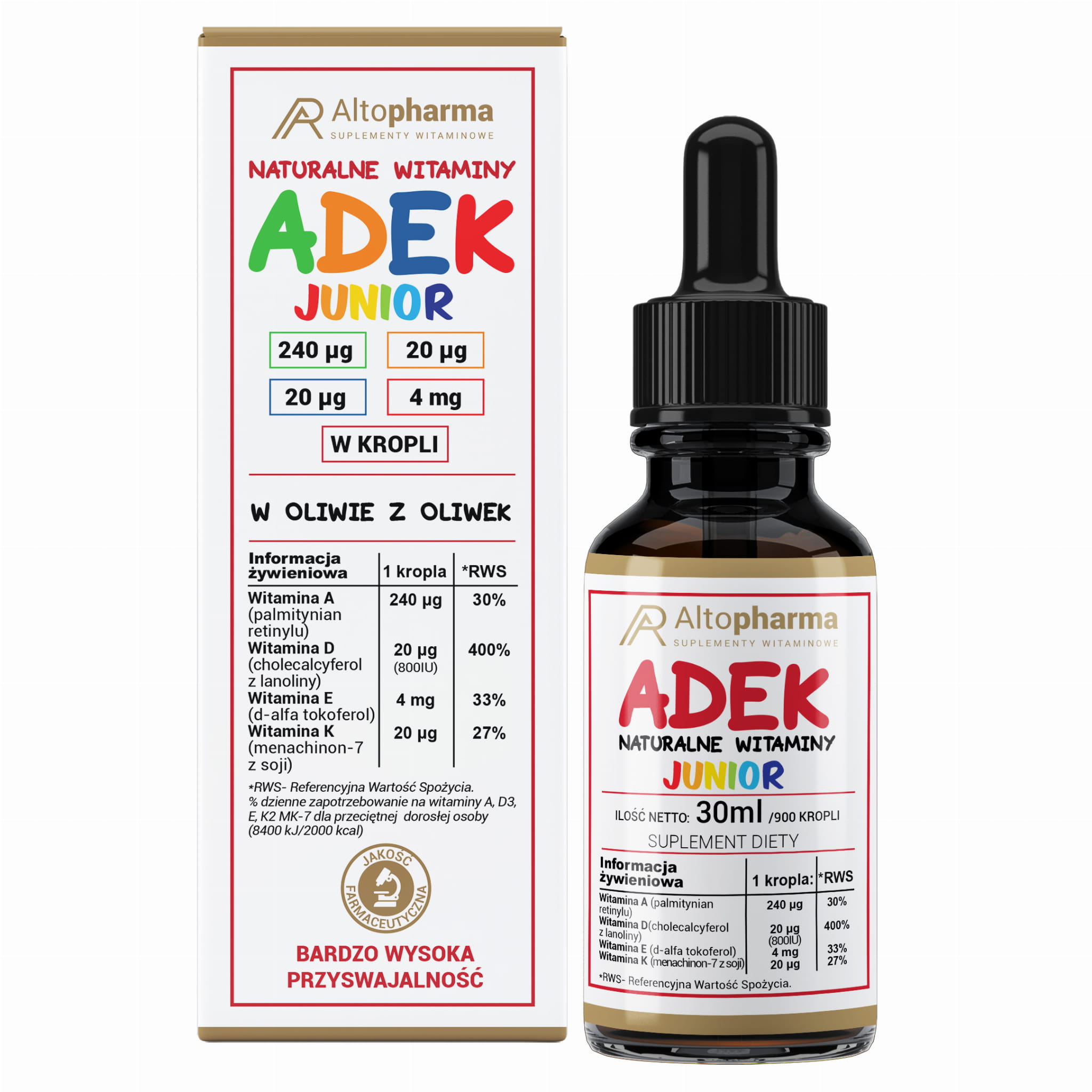 Витамины ADEK Alto Pharma Junior Complex с K2 MK-7, для подростков 11–18 лет, капли, 30 мл