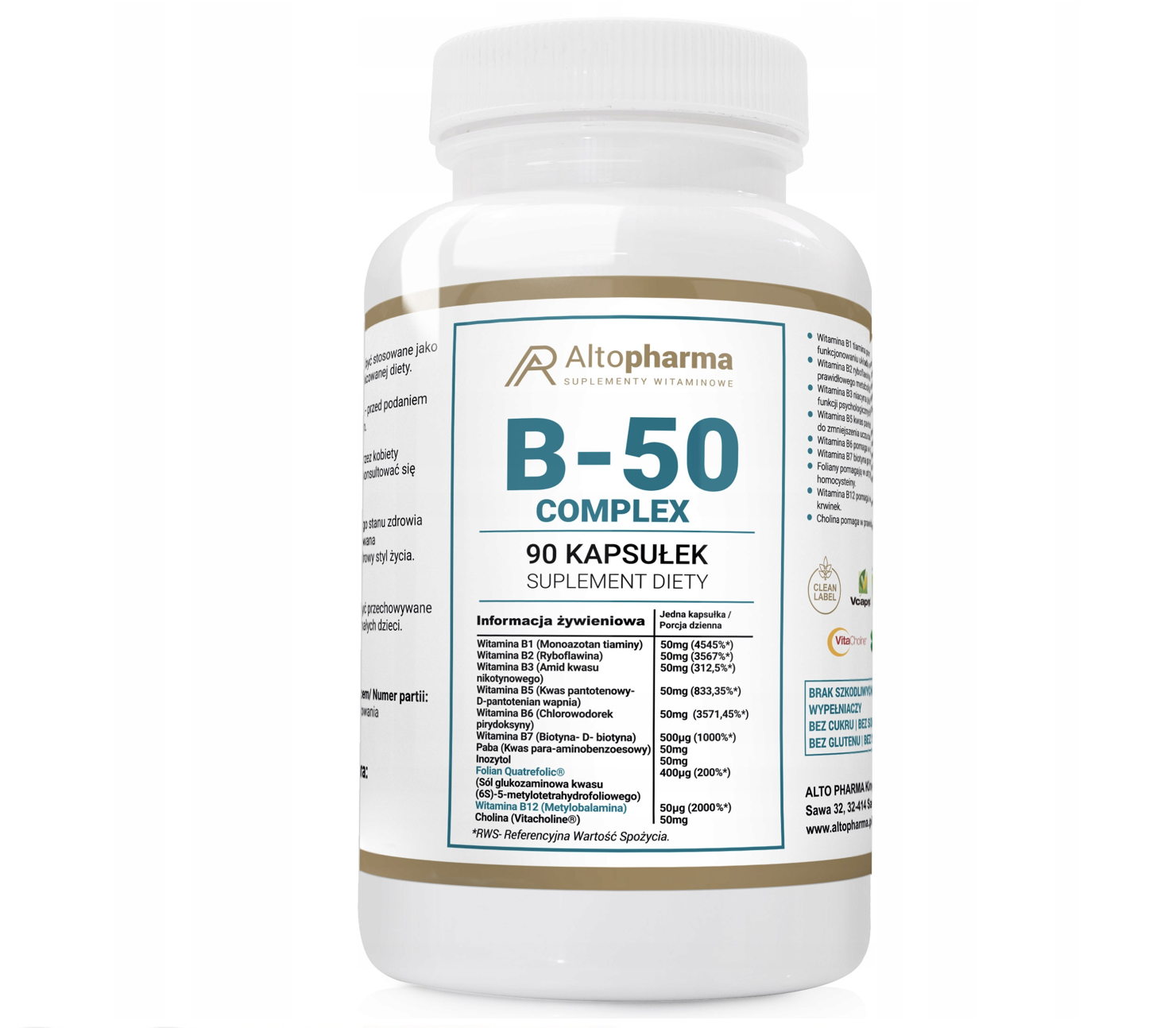 Витамины группы B AltoPharma B-50 Methylcobalamin Complex, с метилкобаламином, 90 капсул