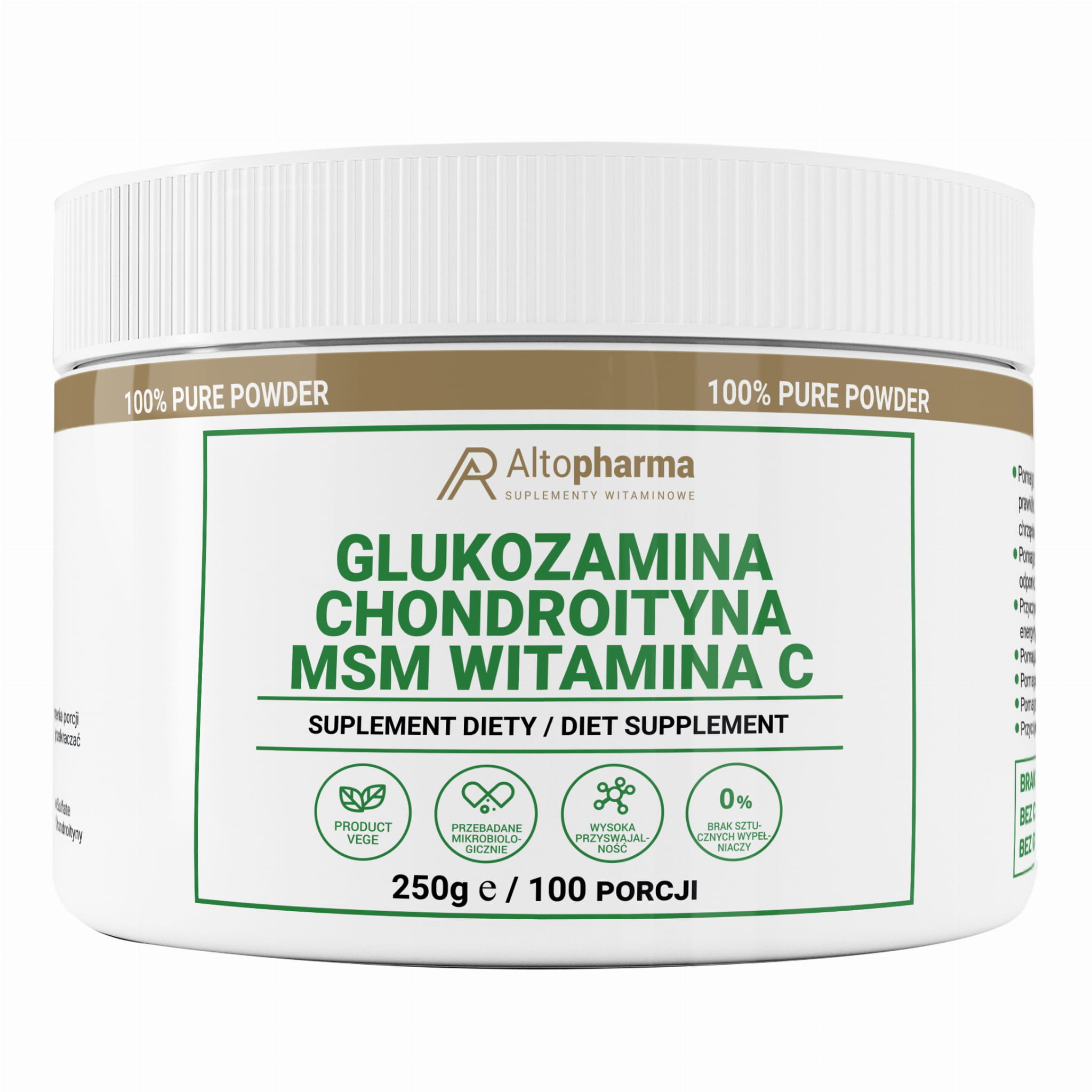Глюкозамин и хондроитин AltoPharma Glukozamina Complex, с MSM и витамином C, порошок, 250 г