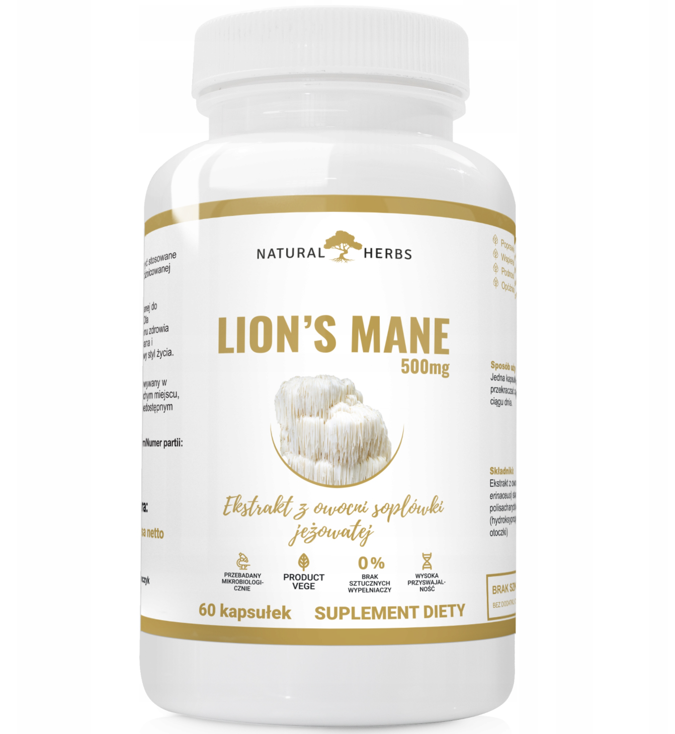 Ежовик гребенчатый AltoPharma Lion's Mane 500 мг, для концентрации и памяти, 60 капсул