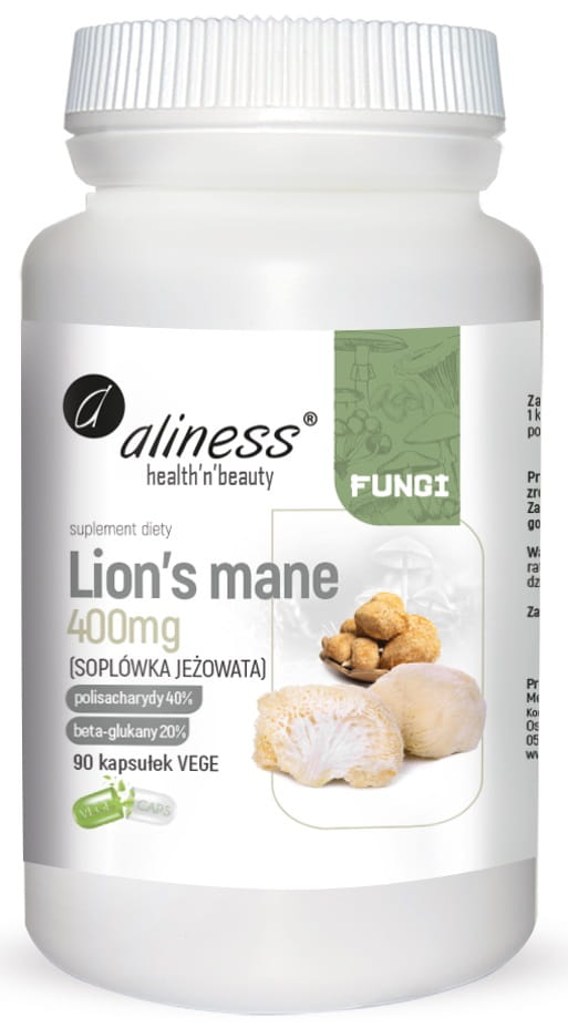 Экстракт ежовика гребенчатого Aliness Lion's Mane 400 мг, 90 капсул