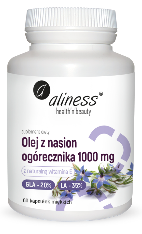 Масло огуречника Aliness 1000 мг, GLA 200 мг, с витамином E, 60 капсул
