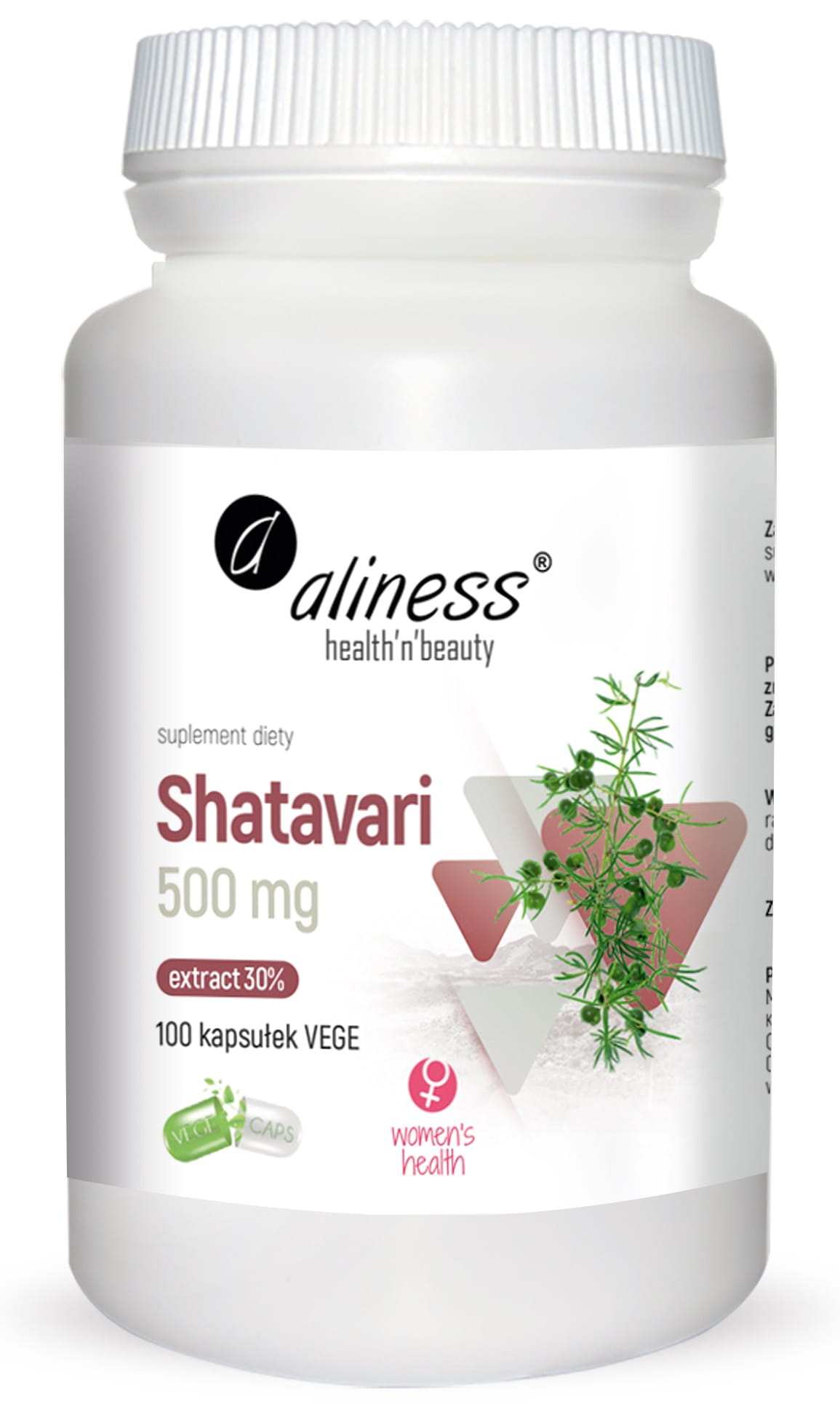 Шатавари Aliness Shatavari 500 мг, экстракт корня, 100 капсул