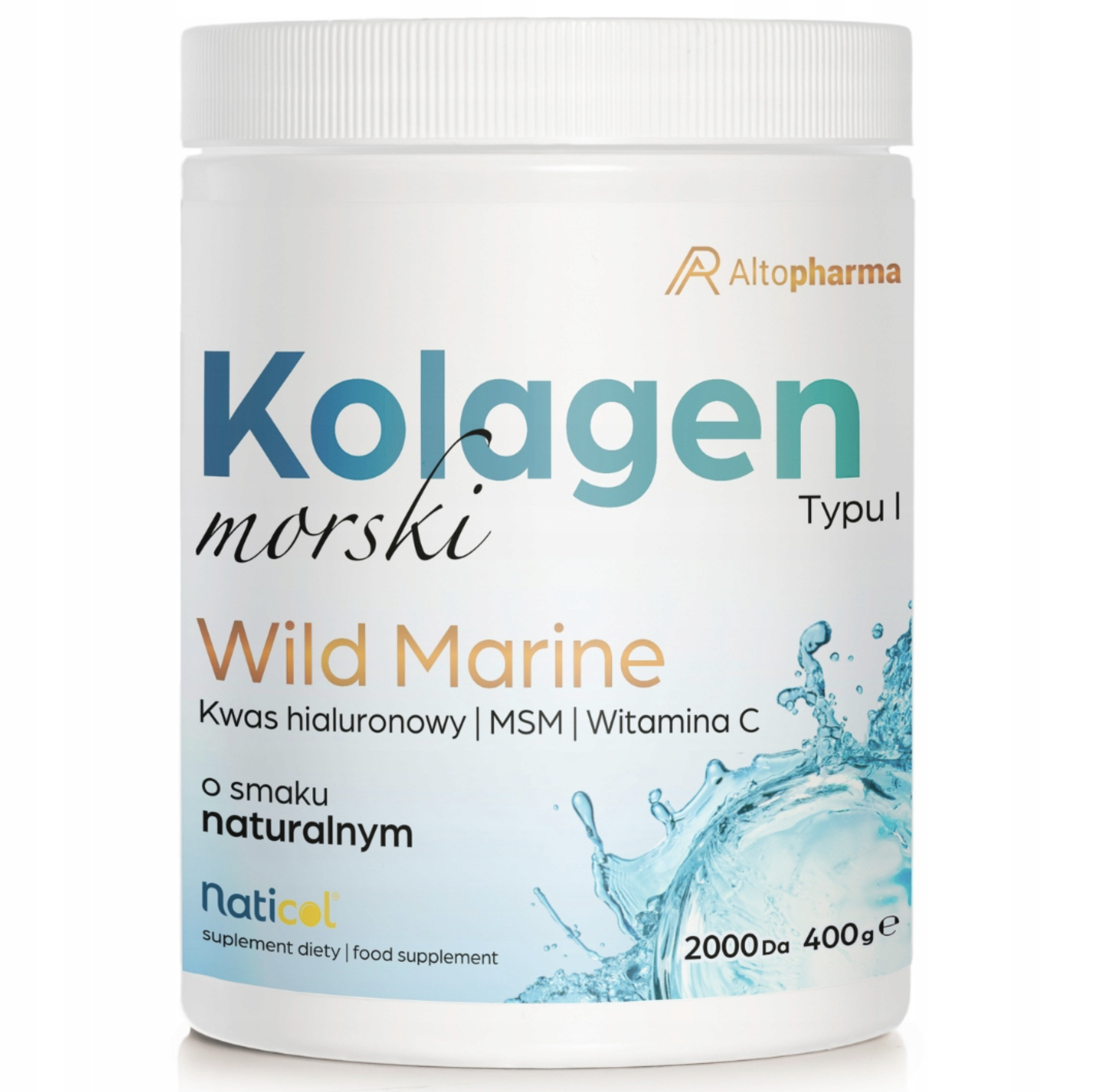 Коллаген AltoPharma Wild Marine Collagen, Naticol 10 000 мг, с MSM и гиалуроновой кислотой, порошок, 400 г