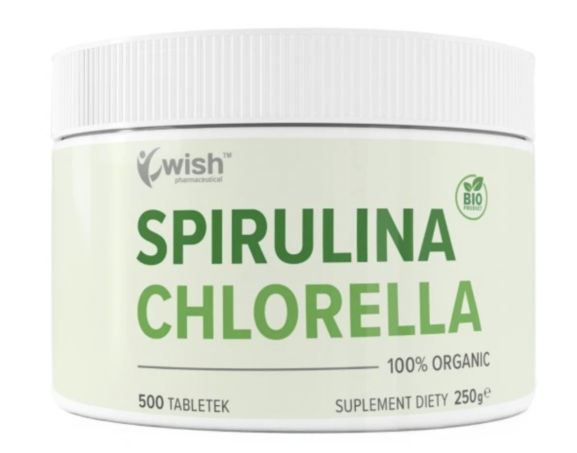 Хлорелла и спирулина Wish Pharmaceutical Organic 250 мг + 250 мг, 500 таблеток