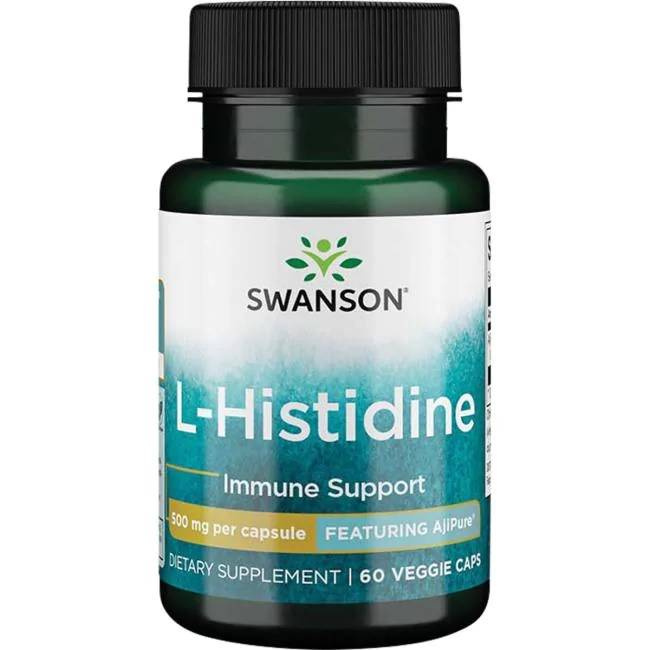 L-гистидин Swanson AjiPure L-Histidine 500 мг, 60 капсул