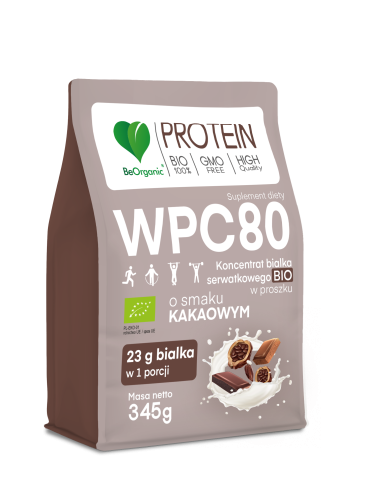 Протеин BeOrganic WPC 80 Bio, сывороточный концентрат, какао, порошок, 345 г