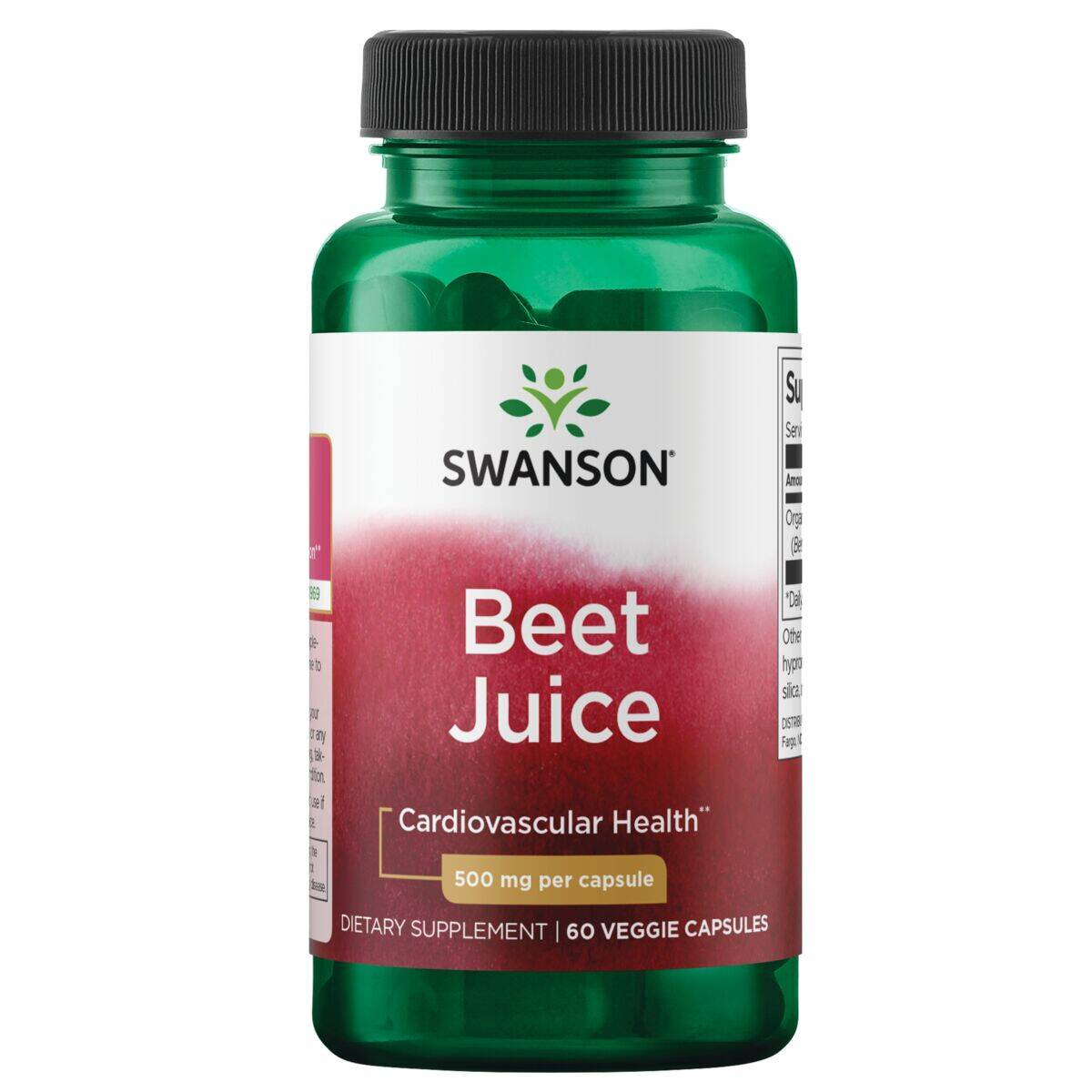 Сок свёклы Swanson Beet Juice 500 мг, органический, энергия и кровообращение, 60 капсул