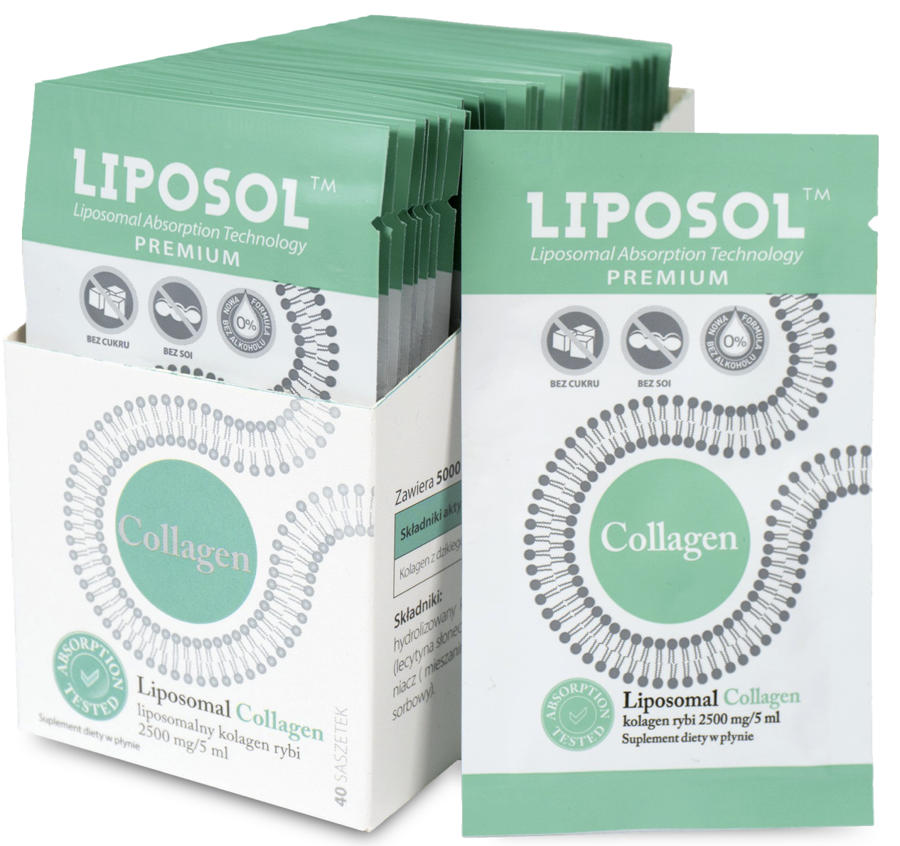 Коллаген Aliness Liposol рыбный 2500 мг, липосомальный, кожа и суставы, 40 саше по 5 мл