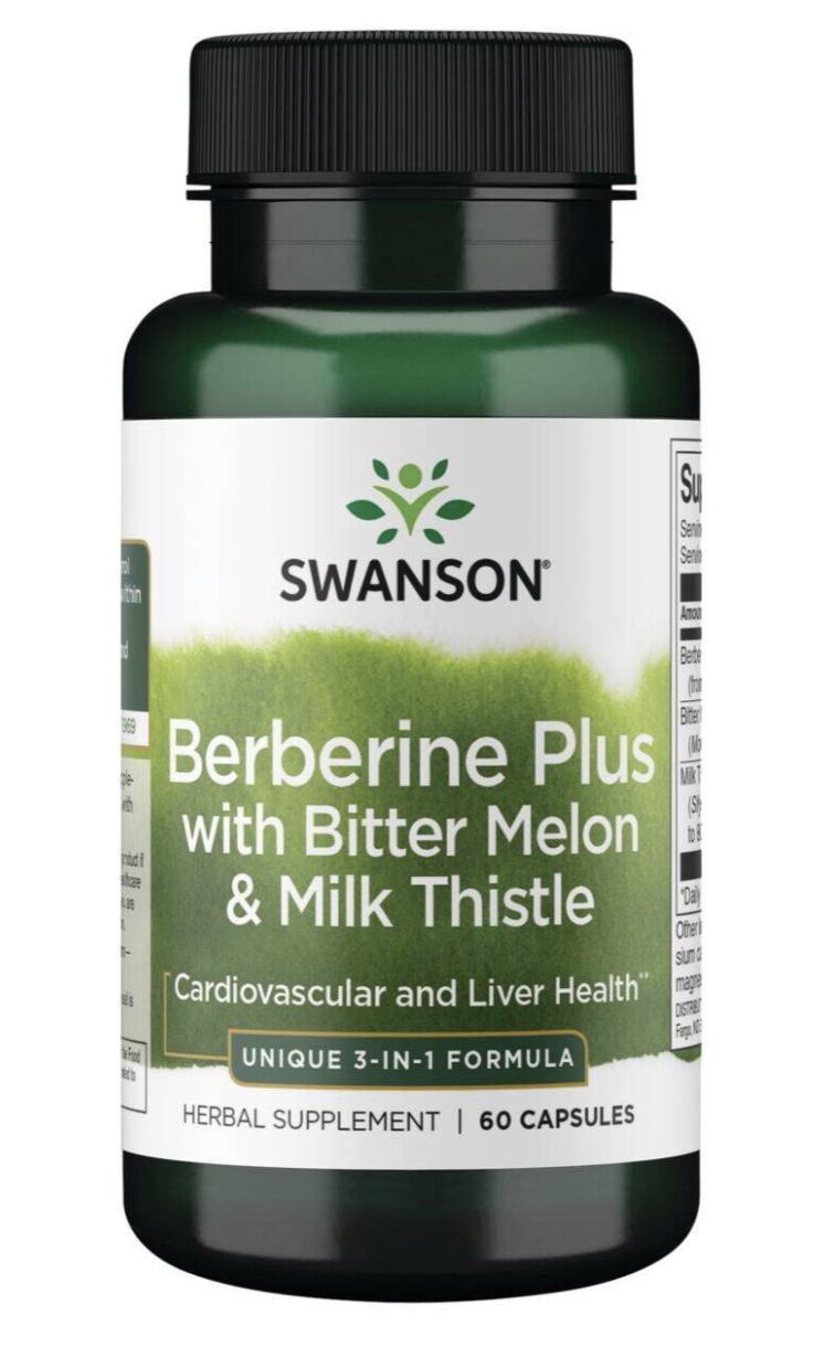 Берберин Swanson Berberine Plus, с горькой дыней и расторопшей, 60 капсул