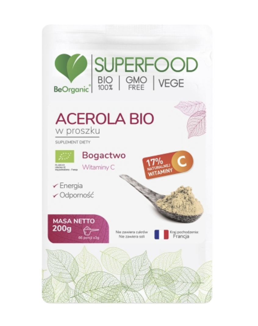 Ацерола Medicaline BeOrganic Acerola Bio, натуральный витамин C, порошок, 200 г