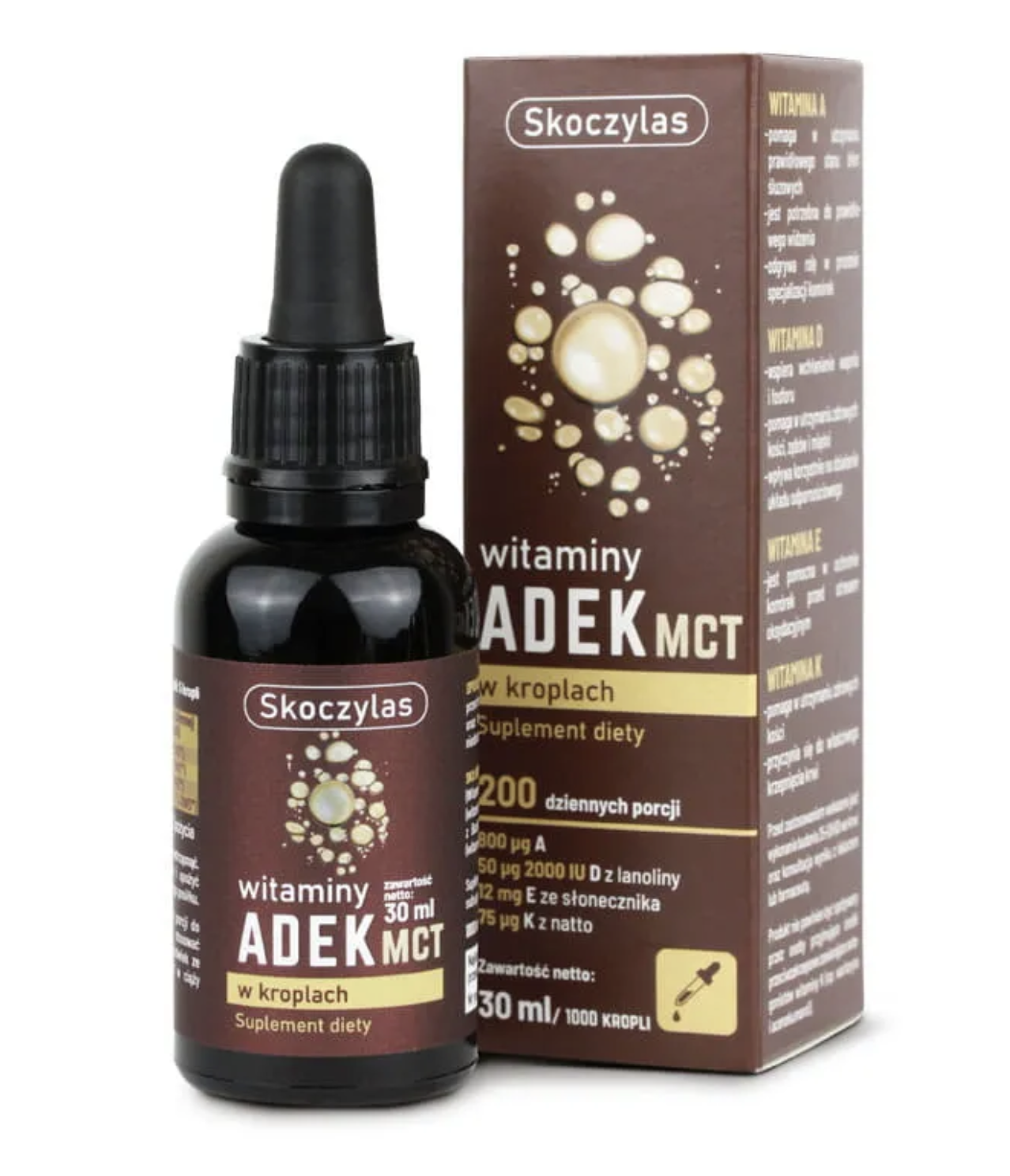 Витамины A, D3, E, K2 Skoczylas ADEK MCT, на масле MCT, капли, 30 мл