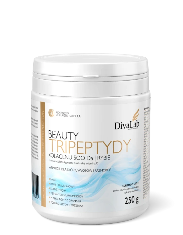 Коллаген DivaLab Beauty, трипептиды 500 Да, с NAD+ и Q10, порошок, 250 г