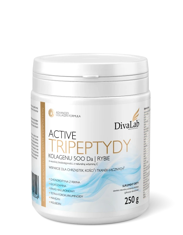 Коллаген DivaLab Active, рыбьи трипептиды 500 Да, с витамином C, порошок, 250 г